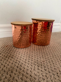 Two tin storage containers - Rose Gold