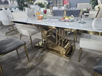 Brand New Marble Dining Table – Gold Base – Must Sell, View more