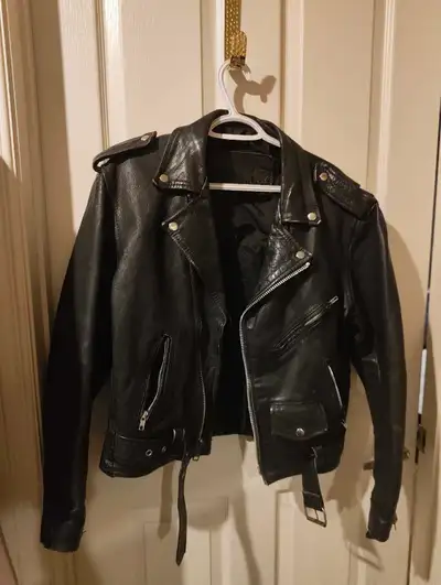 Real Leather vintage women's biker jacket size Medium , View more