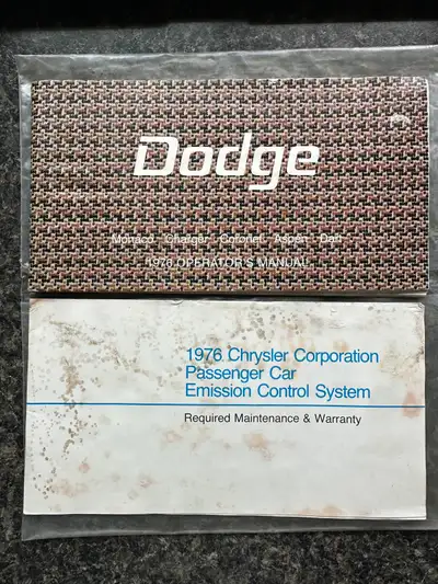 Original operator's manual for Dodge 1976 models - Monaco, Charger, Coronet, Aspen and Dart. Good co...