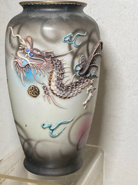 OLD JAPANESE DRAGON PORCELAIN VASE