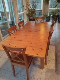 Ikea Table with 6 Chairs Solid Wood