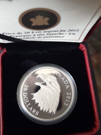 2013 - $20 Pure silver coin - Bald Eagle Portrait of Power