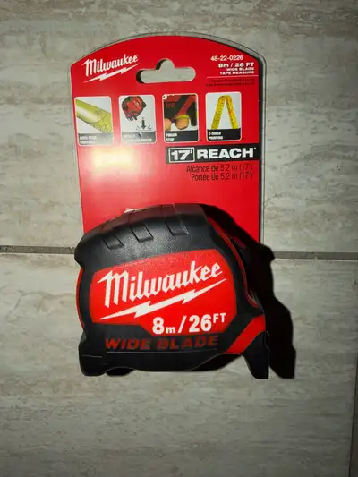 Milwaukee 8m/26ft Wide Blade Tape Measure - New, View more