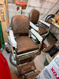 2 x Vintage Berninghaus Hercules Barber Chairs white/brown