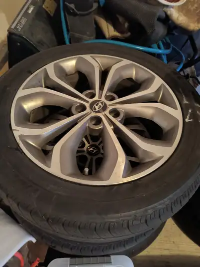 Three Hyundai 19 " rim/wheel 5*114.3 with tires might fit nissan , infiniti, honda , mazda , kia . M...