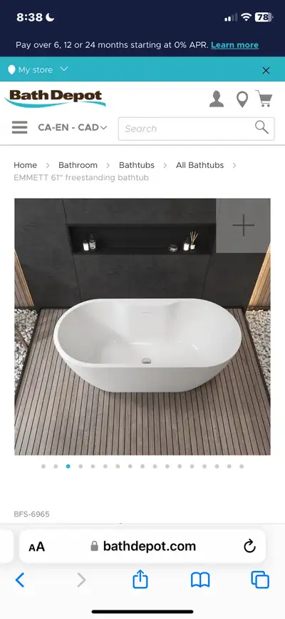 Brand new freestanding tub White Still in box unopened Deck mount for faucet