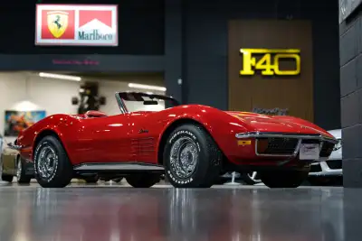 Up for auction is this 1972 Chevrolet Corvette Convertible in red with a white soft top, powered by...