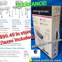 CLEARANCE! DRIVE Shower Chair w. Back, GREY (NEW)