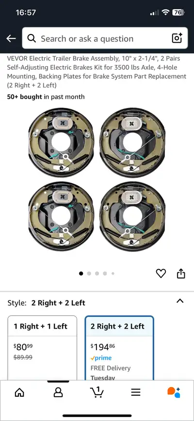 Brand new Vevor trailer brakes. Unopened package. Bought the wrong ones off Amazon and missed the re...