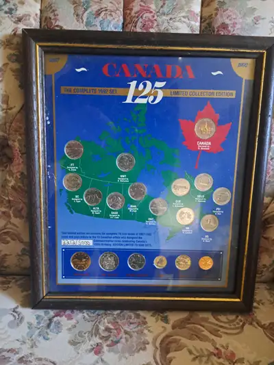 For sale is a framed 1992 Canadian coin set celebrating 125 years of Canada. There are 12 provincial...