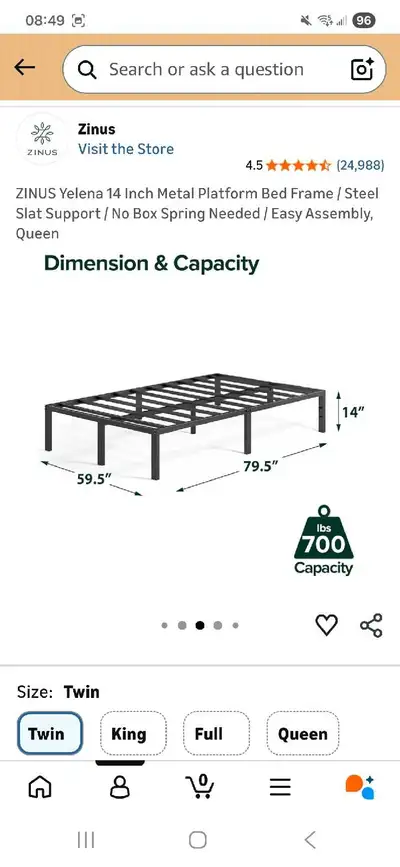 Twin Mattress and Frame - Barely Used, View more