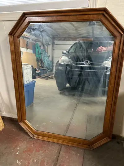 Solid Oak Antique Mirror, View more