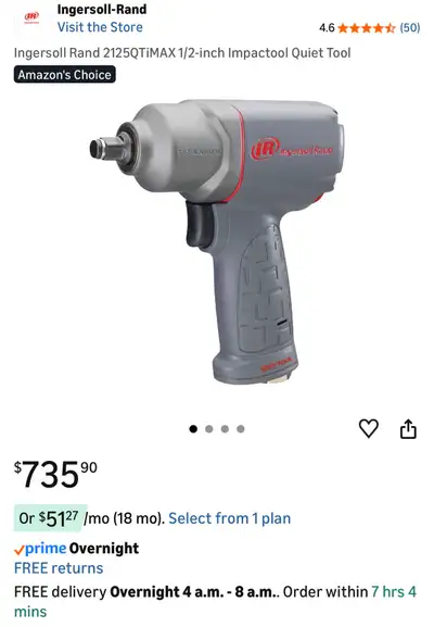 Ingersoll Rand 2125QTiMAX 1/2-inch Quiet Air Impact Wrench, View more