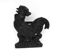 Vintage Cast Iron Black Rooster Napkin Letter Holder Farm Decor