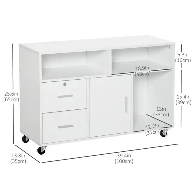 White lateral Filing Cabinet Open Storage Shelf, Printer Stand in Bookcases & Shelving Units in Markham / York Region - Image 3