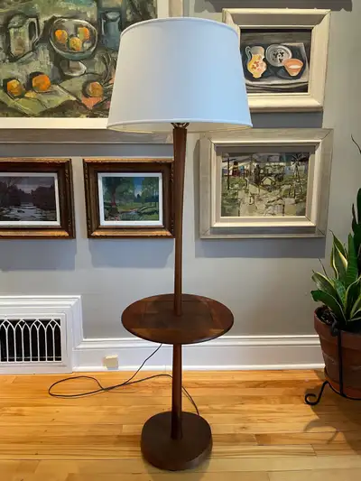 MCM Danish Teak Floor Lamp with Table c. 1955-1960, View more