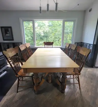 Antique Dining room Table and 8 matching chairs, View more