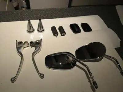 Levers $20 SOLD, front axle spike cover $20 SOLD, shifter pegs $20 SOLD, front brake reservoir cover...