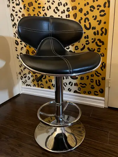 Black Leather Bar Stools Counter Height Adjustable Swivel Chair, View more