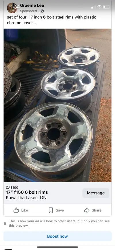 17” 6 x 135 ford steel rims with chrome covers $100obo OR Trade for a cooper discoverer at3 4s 265/7...