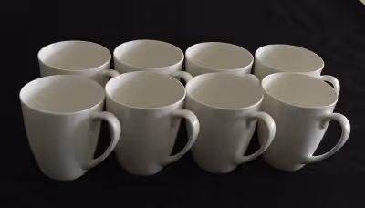 $6 each. Roscher brand. High quality. Microwave and Dishwasher safe 8 Bone China Mugs available. Pai...