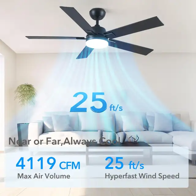 Rayqueen 52" Modern Ceiling Fan – DC Motor, LED Light, Remote Co in Indoor Lighting & Fans in Mississauga / Peel Region - Image 4