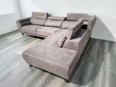 Grey Sectional Sofa with Storage and headrest, View more