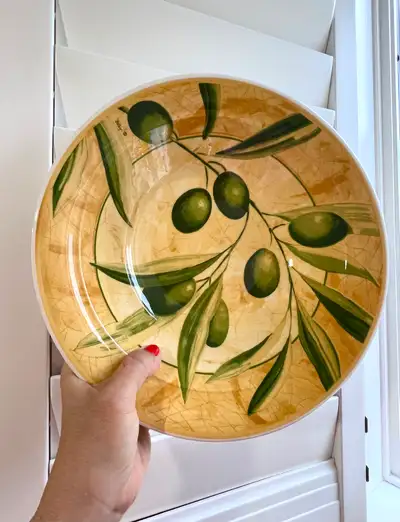 Vintage Mediterranean Ceramic Food Bowl, View more