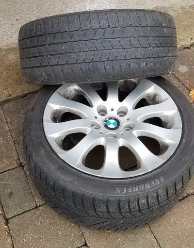 SNOW TIRES , BMW 3 SERIES - 4 OEM RIMS 4 OEM BMW RIMS 245/45/ R17 Continental / Evergreen SNOW Tires...