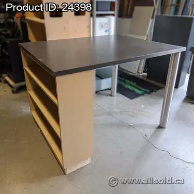 Tall Grey Workstation Desk w/ Blonde Shelving, View more