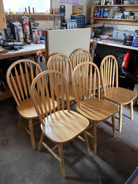 6 Light oak kitchen/dining room chairs
