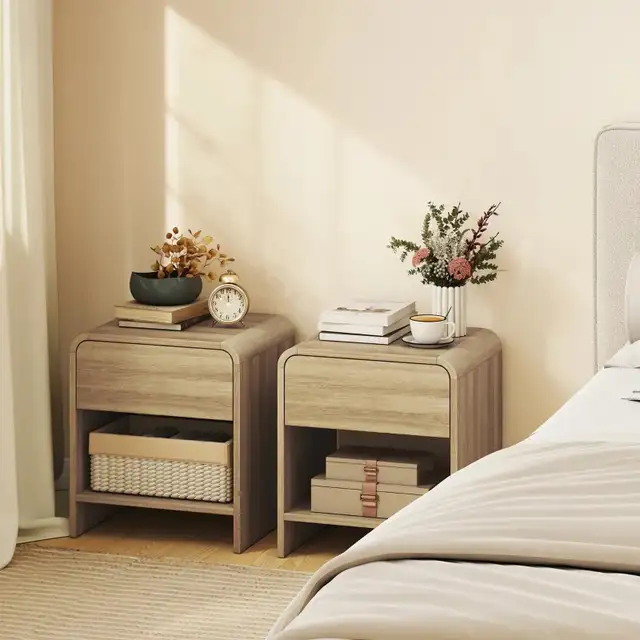  Set of 2 Modern nightstands Bedside Table with Rounded Corners in Dressers & Wardrobes in Markham / York Region - Image 2