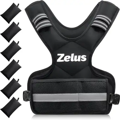 ZELUS Weighted Training Body Vest 11-20lb with 6Ironsand Weights, View more