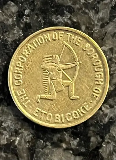 Vintage: Brass Commemorative Borough of Etobicoke TTC token, View more