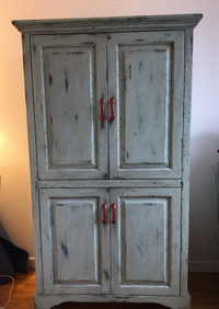 Cupboard armoire for sale (seafoam green antiqued)