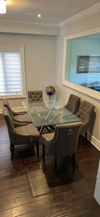 Glass Dining Table with 6 Chairs – Great Condition, View more