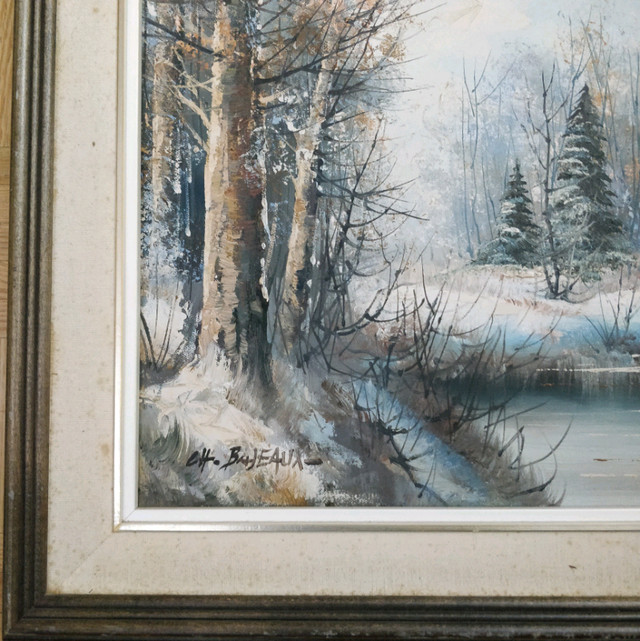 C.H. Bajeaux Canadian oil on canvas, Oil Painting in wood frame in Arts & Collectibles in Oshawa / Durham Region - Image 2