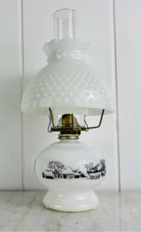 Currier and Ives Hurricane Oil Lamp