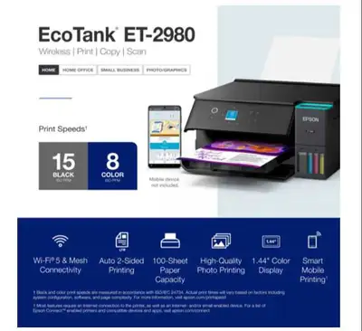 Epson Ecotank wireless all in one supertank inkjet printer, View more