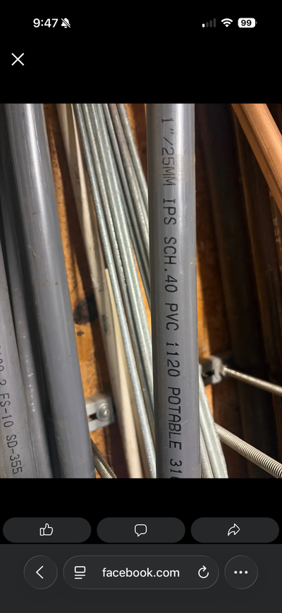 1” pvc @ 50’, View more