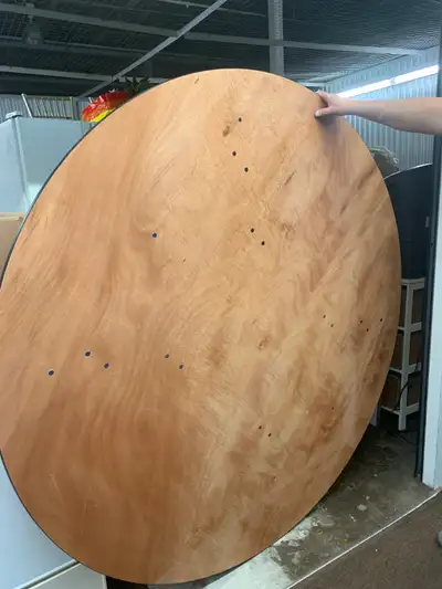 Round wooden foldable tables  each one fits 8-10 people, View more