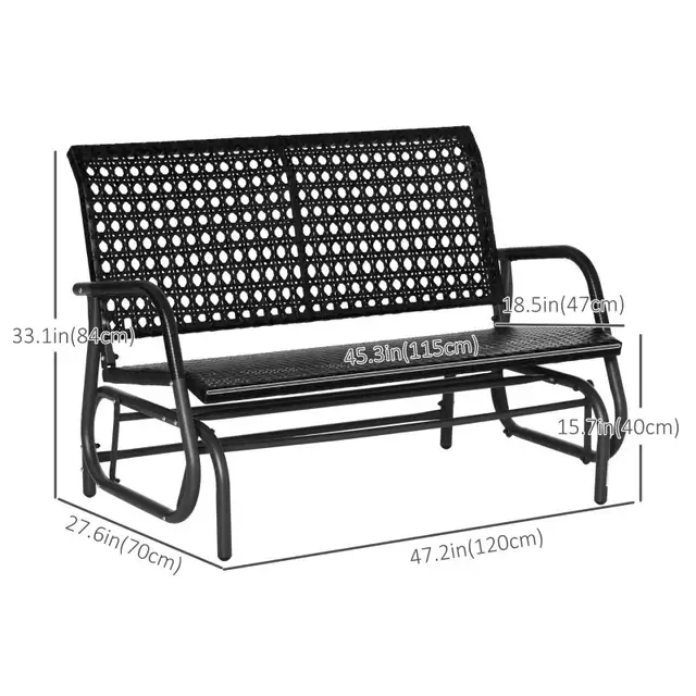2 Seater Wicker Outdoor Glider Bench, Patio Swing Rocker Chair G in Patio & Garden Furniture in Markham / York Region - Image 4