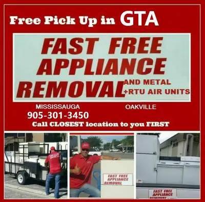 Free Appliance Removal Jeff - 905-301-3450 Washer Dryer / Oven Stove Range / Fridges / Snow blowers/...