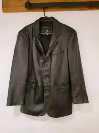 Manteau noir 100% cuir homme/black 100% leather coat,size médium