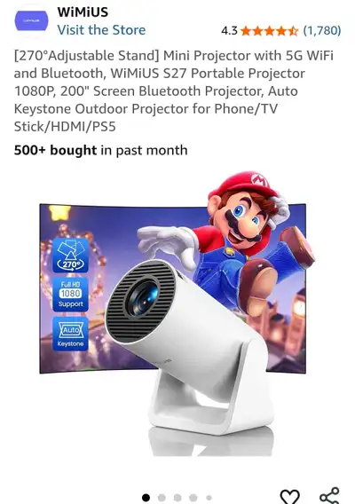 WiMiUS S27 Projector, View more