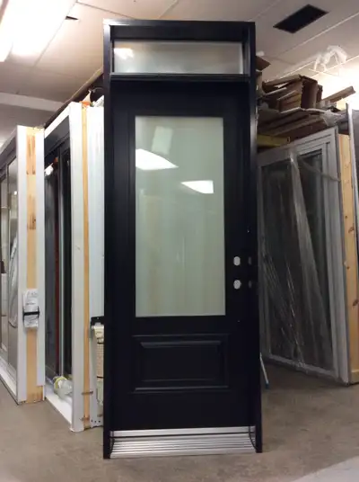 1235PA Porte d’acier 32″G Noire Verre sablé imposte sablé 23×49, View more
