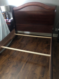 Queen sleigh bed with two matching side stands 