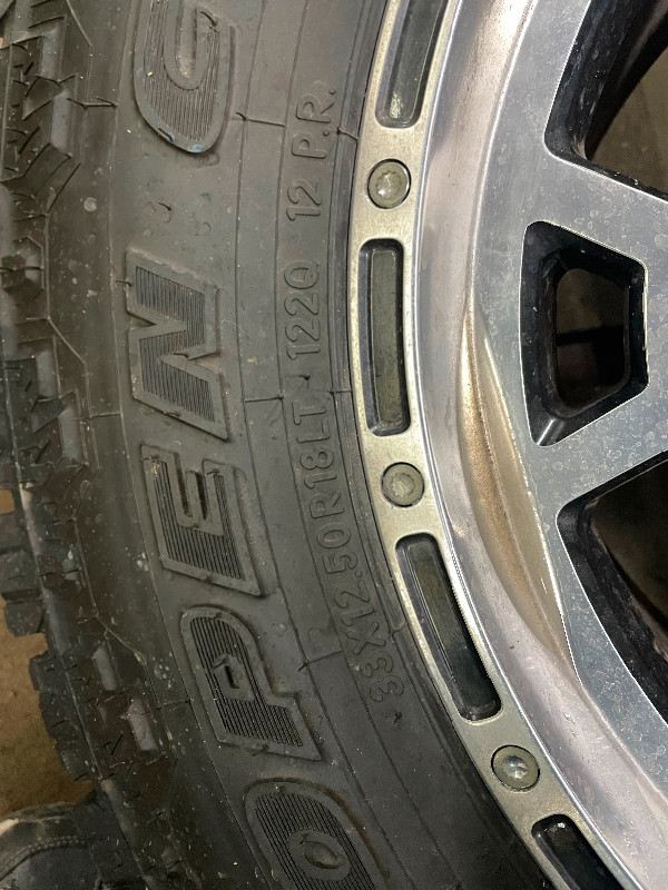 Ford F-350 Rims and Toyo A/T Open country 33/12.5 R18 tires in Tires & Rims in Medicine Hat - Image 3