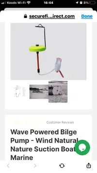 Bilge Pump :Wave activated for use when docked